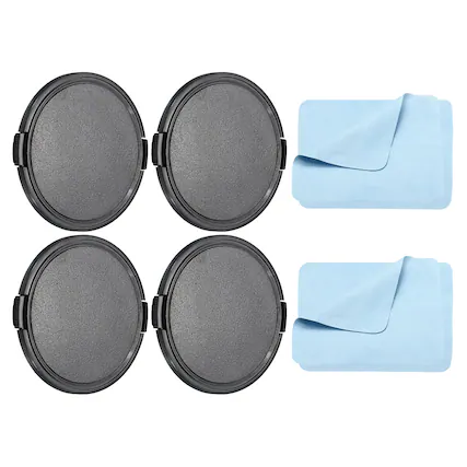 Front. Unique Bargains - 4pcs 82mm Sides Pinch Lens Cap with Cloth for Nikon/Fujifilm/Pentax/Leica - Black.