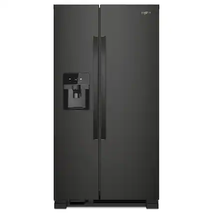 Front. Whirlpool - 21 Cu. Ft. Side-by-Side Refrigerator with LED Interior Lighting - Black.