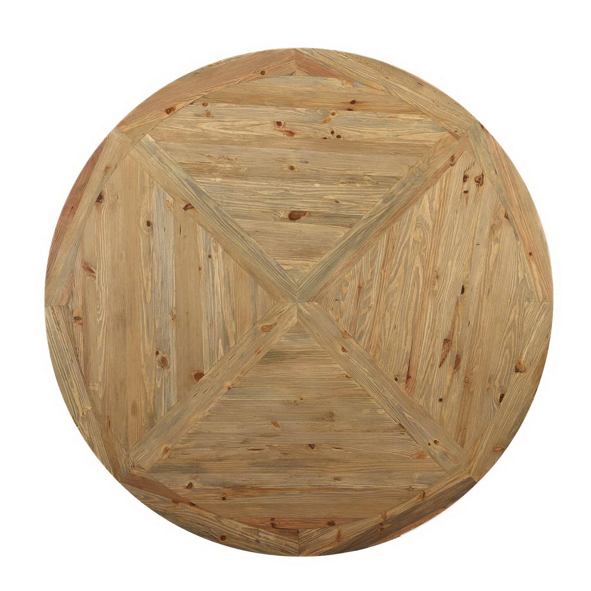 Angle. Modway - Stitch 71" Round Pine Wood Dining Table - Brown.