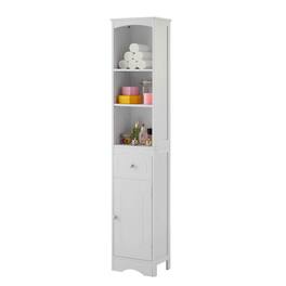 Kadyn - Tall Bathroom Cabinet, Freestanding Storage Cabinet with Drawer, MDF Board, Adjustable Shelf - White