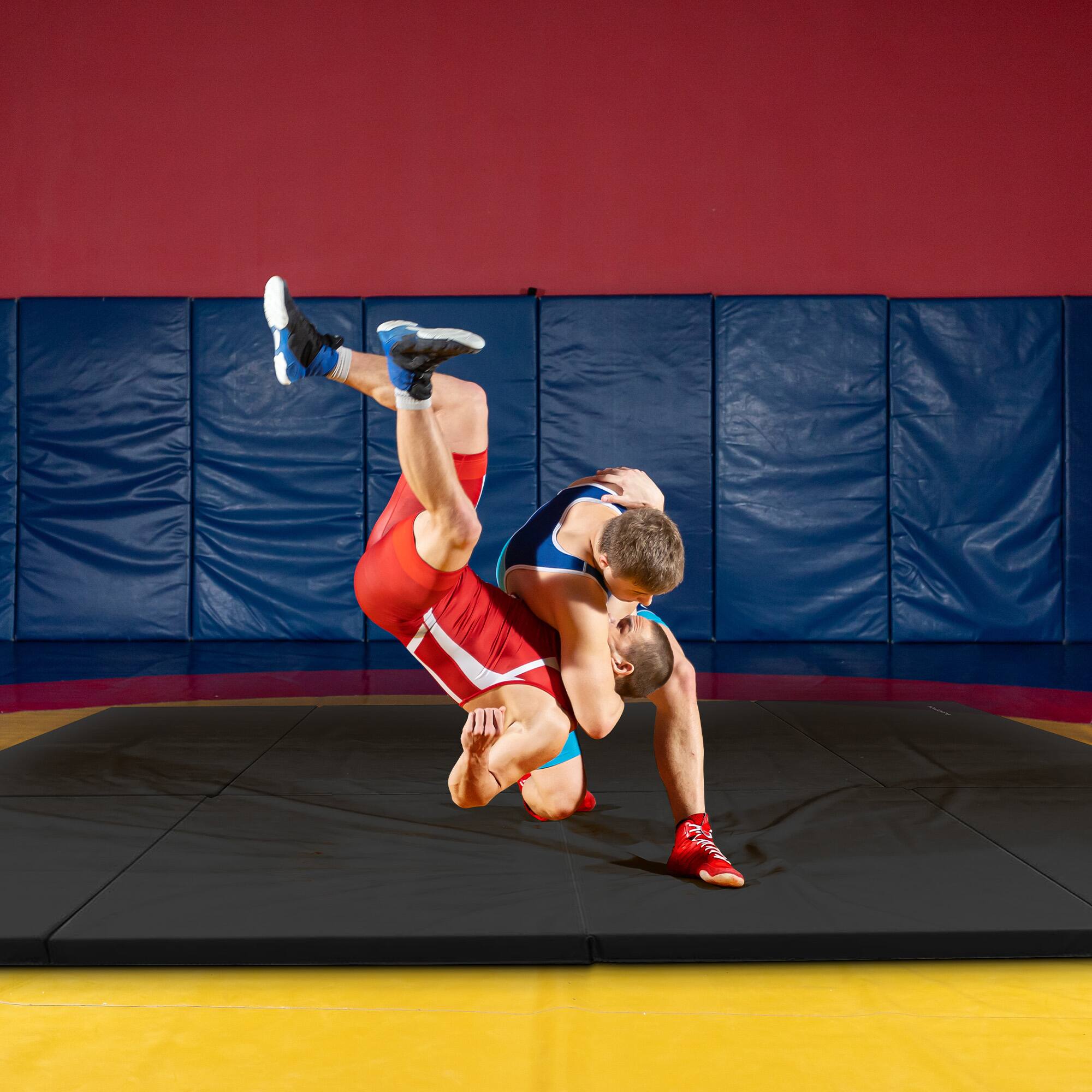 Alt View 4. BalanceFrom Fitness - BalanceFrom 4' x 6' x 2" All Purpose Folding Fitness Gymnastics Gym Mat, Black - Black.