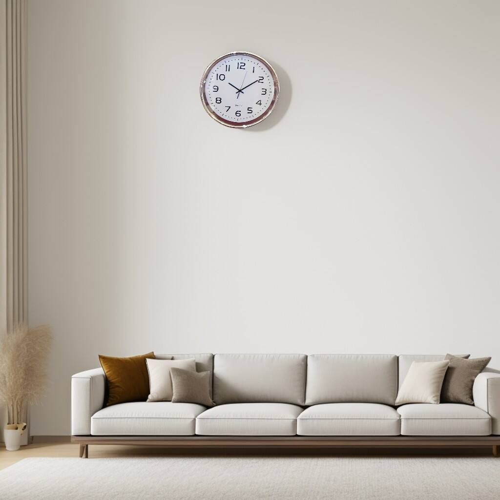 Angle. FC Design - 17"H Silver & White Simple Wall Clock - Timeless Decorative Home Decor - Multicolor.
