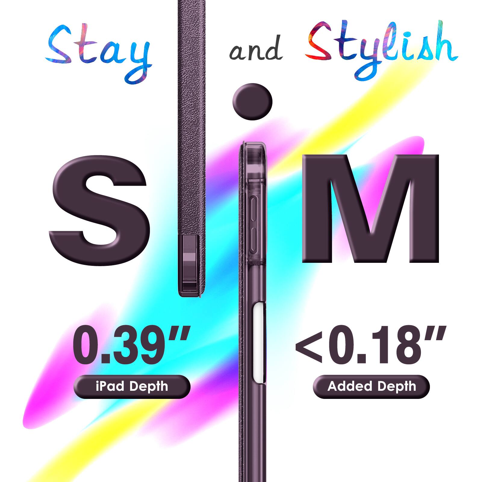 Stay and Stylish  
S M  
0.39" iPad Depth  
<0.18" Added Depth