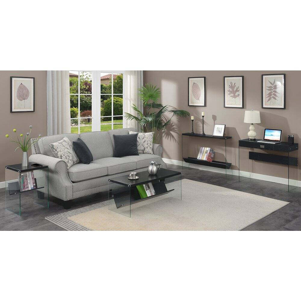Alt View 1. Convenience Concepts - SoHo Glass Coffee Table with Shelf - Black/Glass.