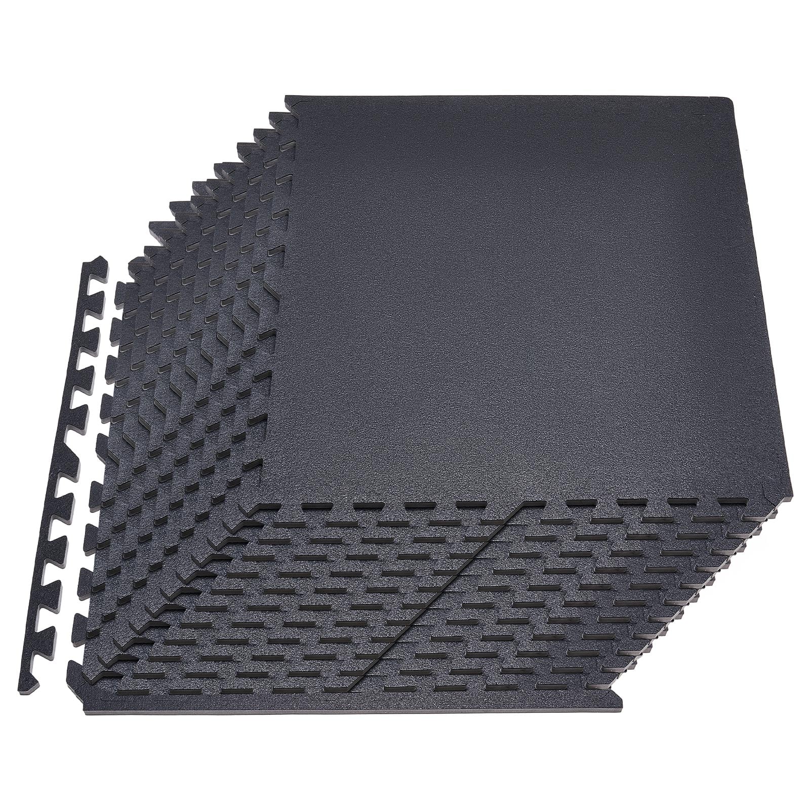 VEVOR - Puzzle Exercise Mat, 24 PCS Fitness Equipment Mats, 24 x 24 x 0.56 in, High-Density EVA Foam Gym Mats Set - Black