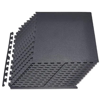 Front. VEVOR - Puzzle Exercise Mat, 24 PCS Fitness Equipment Mats, 24 x 24 x 0.56 in, High-Density EVA Foam Gym Mats Set - Black.