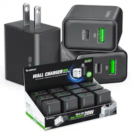 Esoulk - Pack of 12 - 20W PD USB-C & QC Wall Charger Adapter - Black