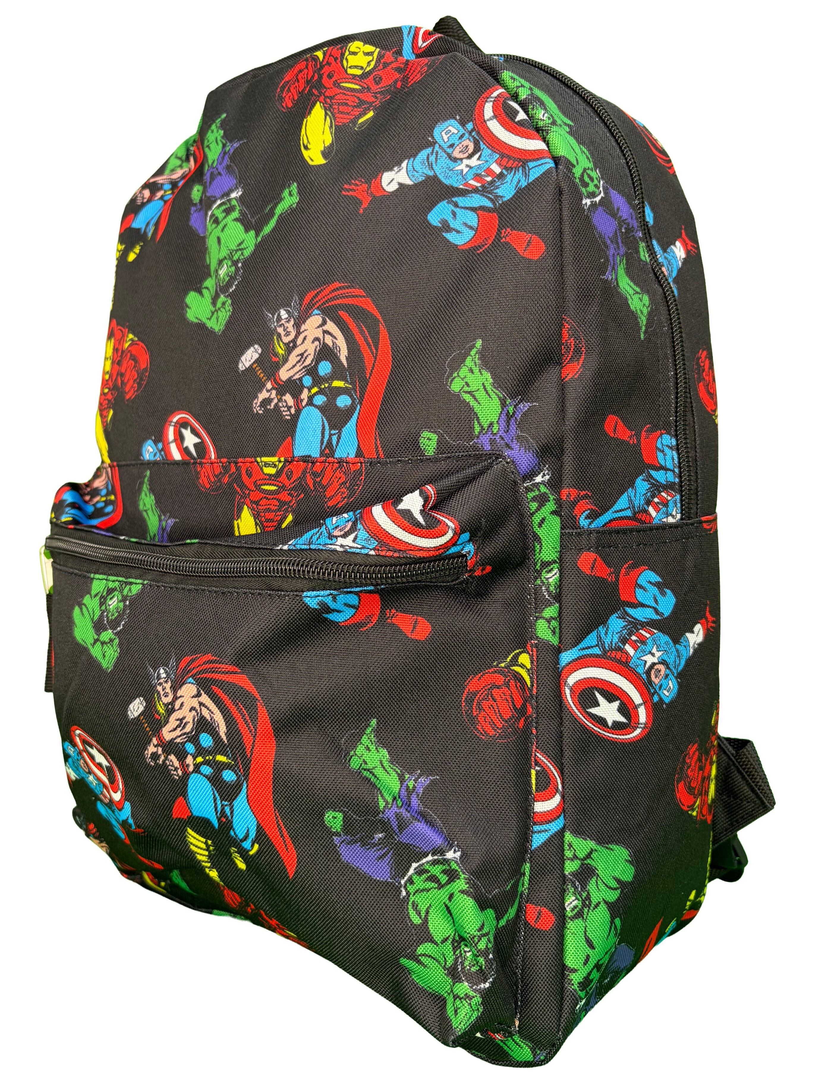 Alt View 2. Marvel - Marvel Avengers All Over Print Black 16" Nylon School Backpack for Boys, with a front Pocket - Assorted Pre-Pack.