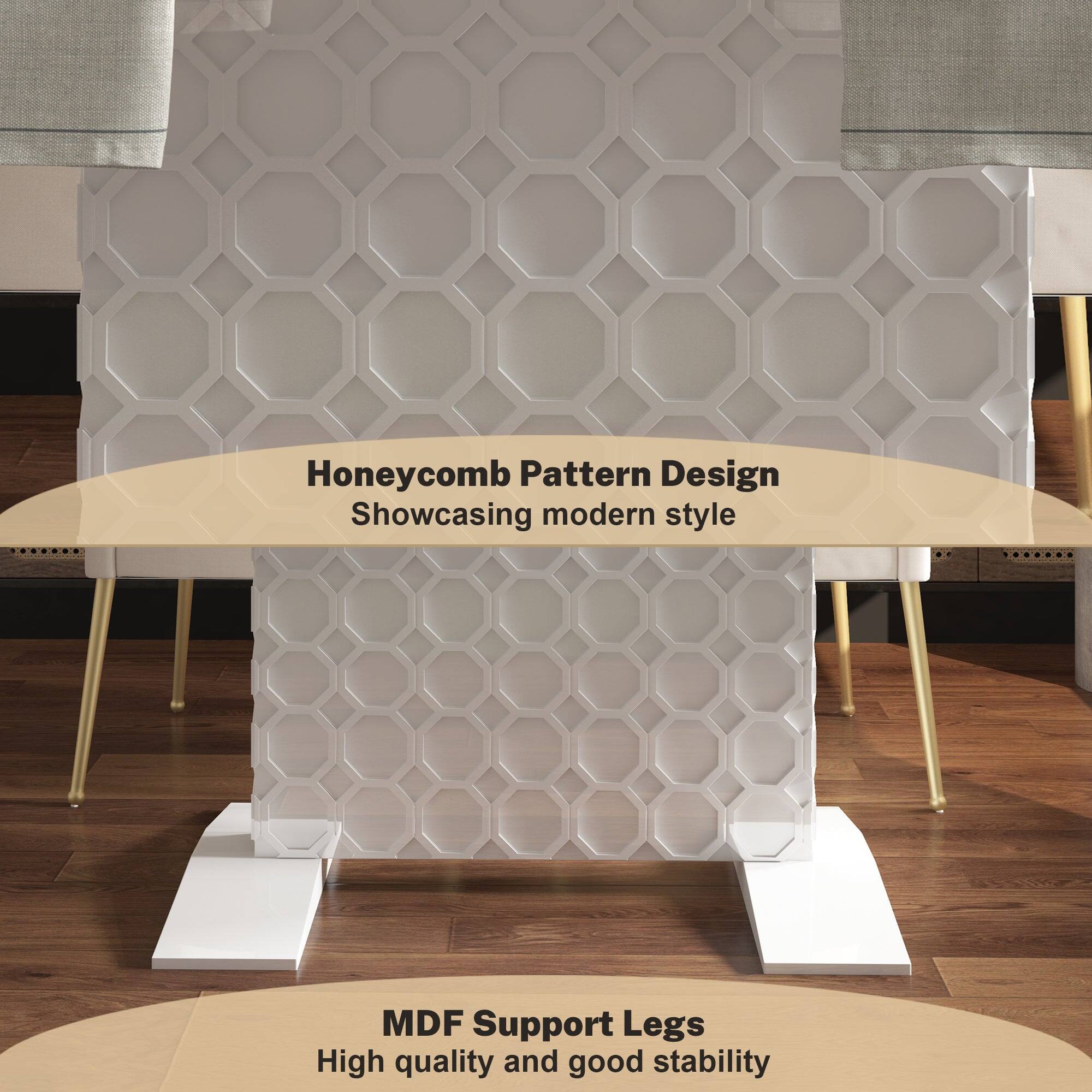 Honeycomb Pattern Design, Showcasing modern style, MDF Support Legs, High quality and good stability