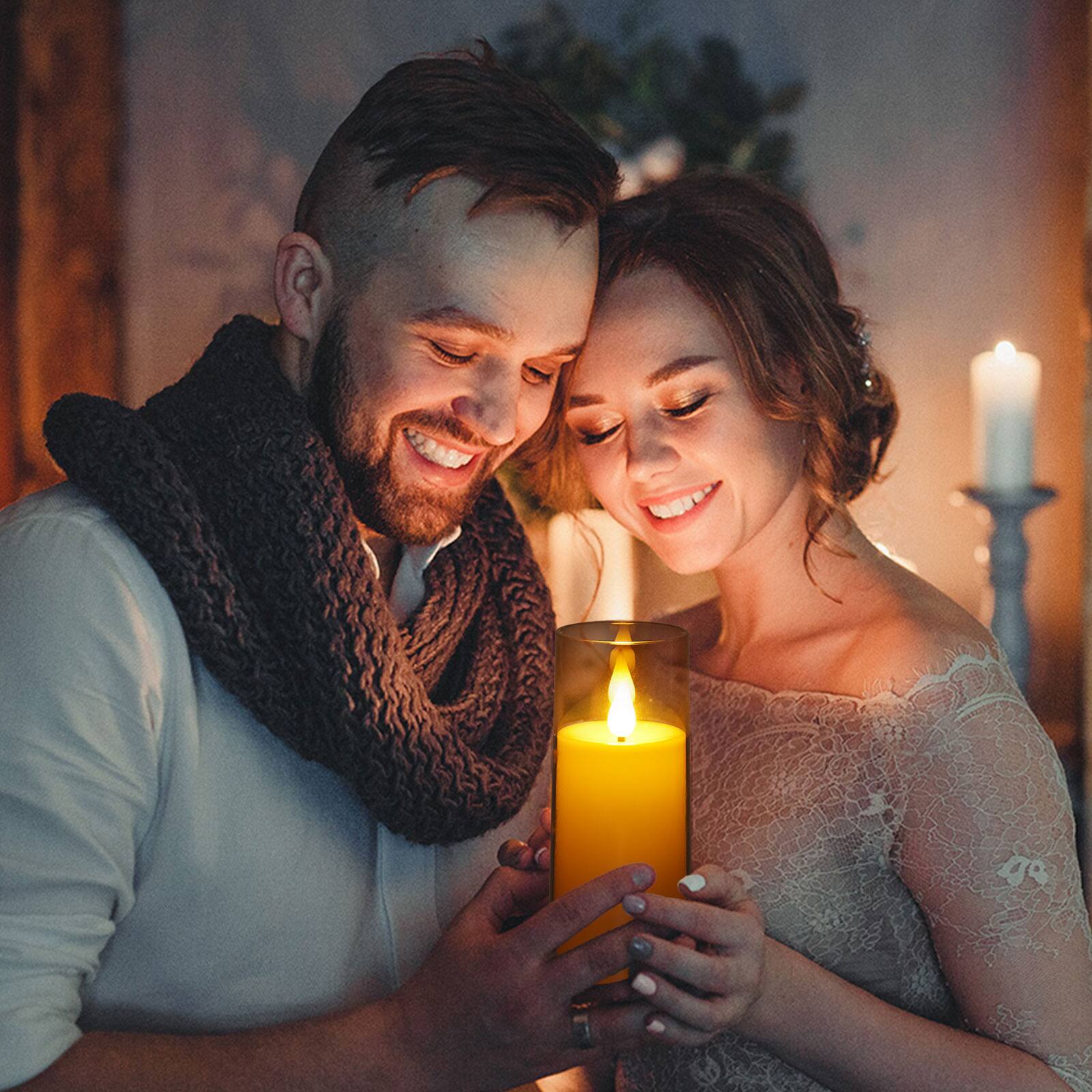 Alt View 8. IMAGE - 5 Pack 3D Wick LED Candles with Timer Flickering Flameless Candles, Grey - Grey.