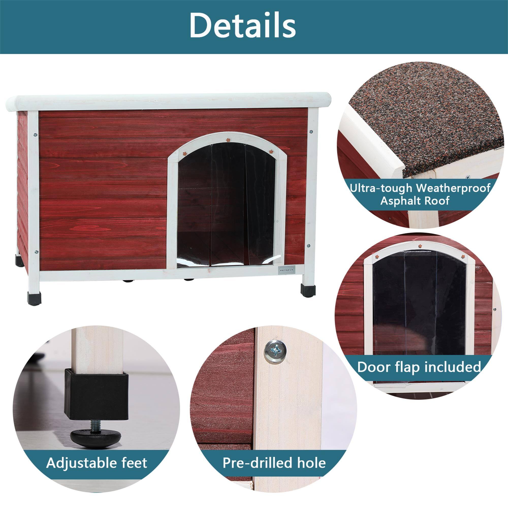 Details

- Ultra-tough Weatherproof Asphalt Roof
- Door flap included
- Adjustable feet
- Pre-drilled hole