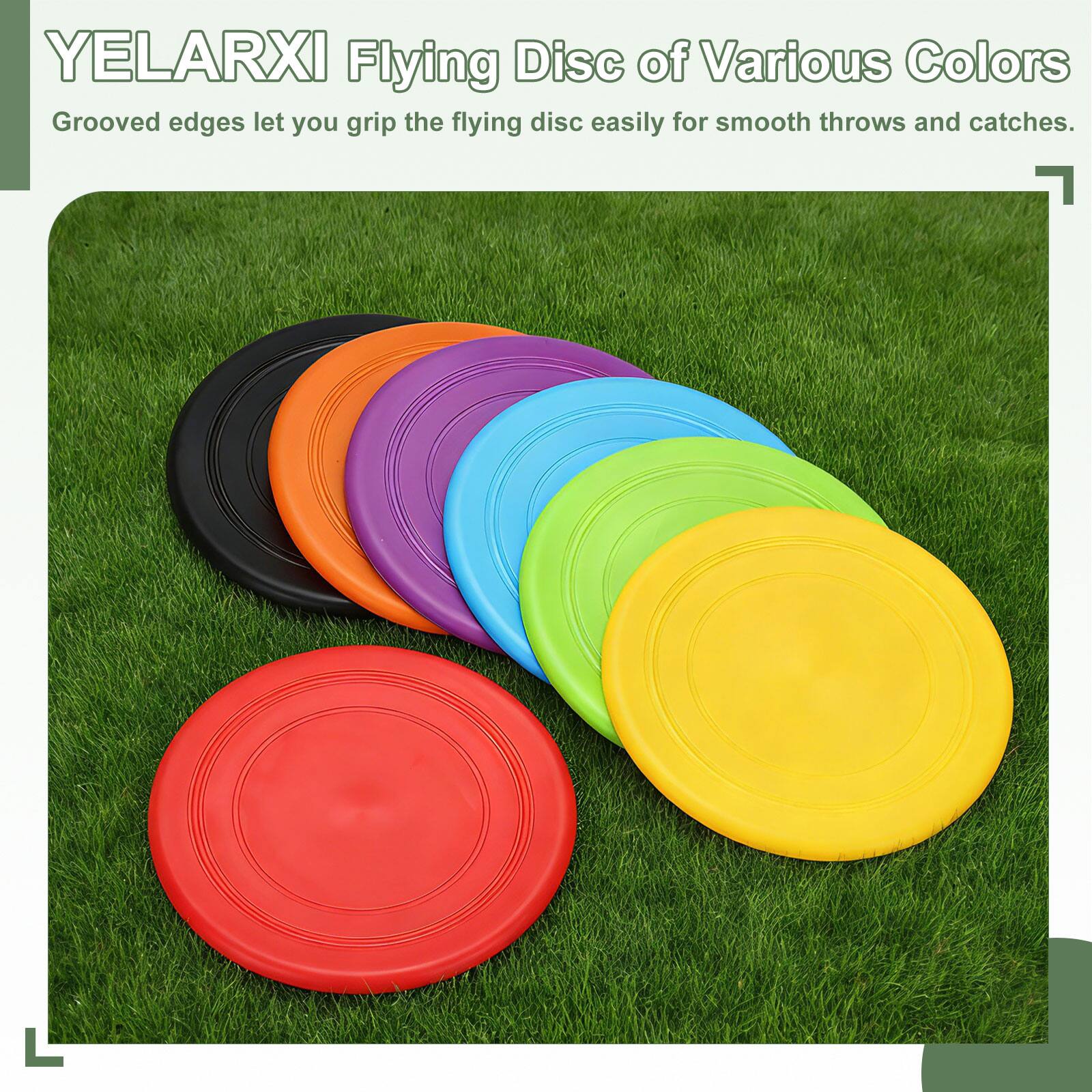 YELARXI Flying Disc of Various Colors

Grooved edges let you grip the flying disc easily for smooth throws and catches.