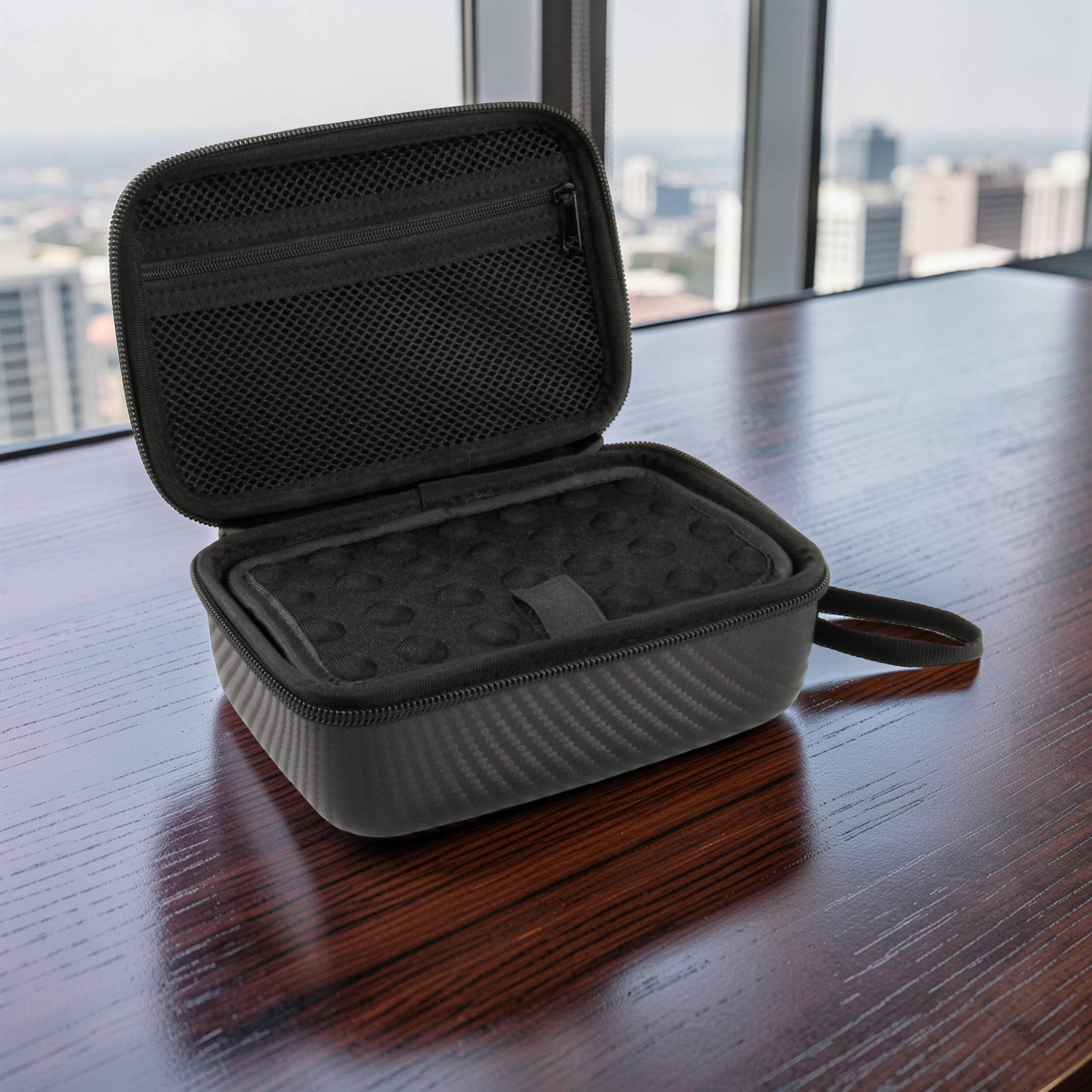 Back. CASEMATIX - Carrying Case for ASUS RT-BE58 Go WiFi 7 Travel Router - Hard Shell EVA Travel Storage Case with Accessory Pocket.