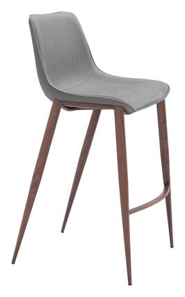 Front. Hivvago - Magnus Barstool (Set of 2) Slate Gray & Walnut - Slate Gray & Walnut.