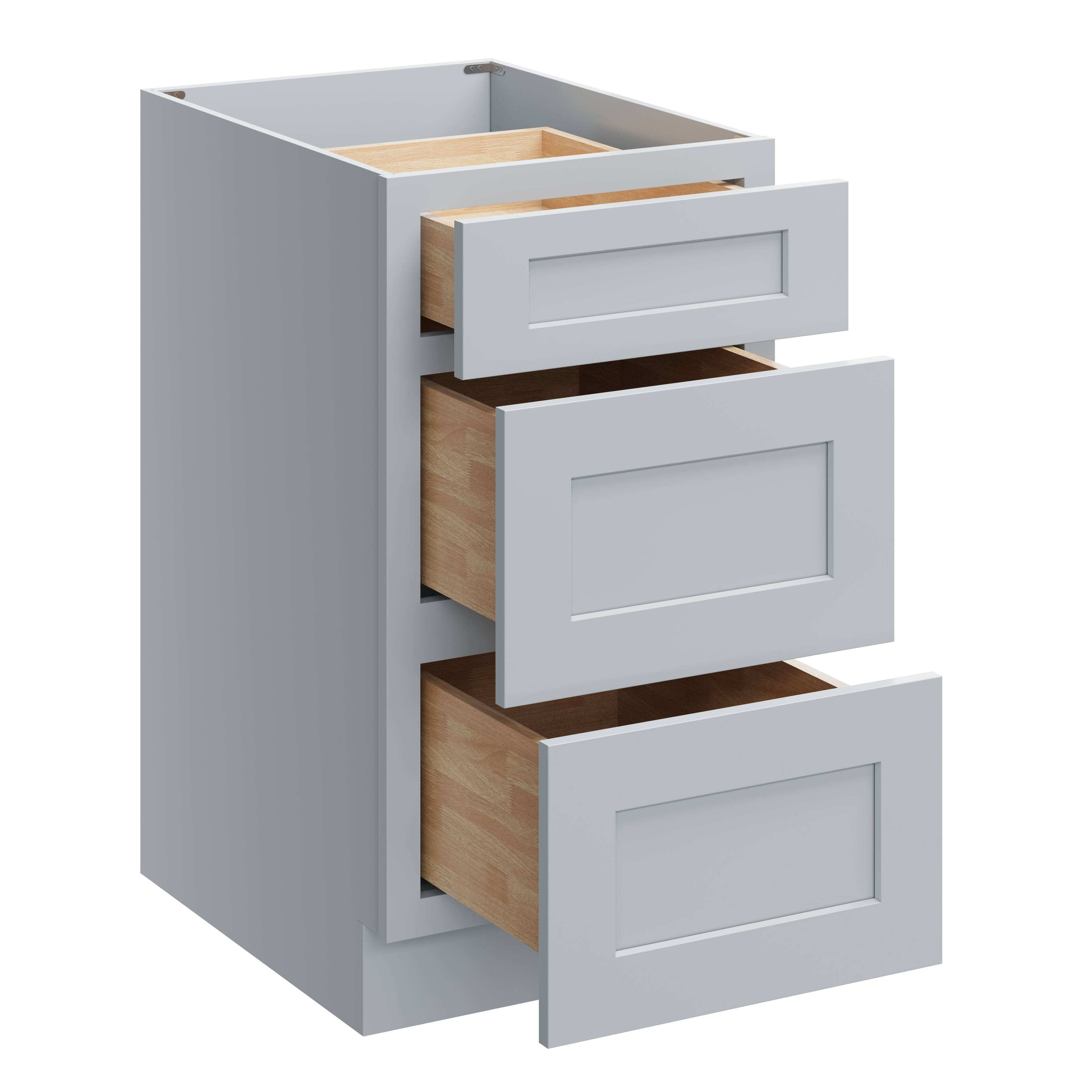 Alt View 1. Boyel Living - 18 Inch Dove Grey 3 Drawer Kitchen Base Cabinet with Soft-Close Feature - Dove Grey.