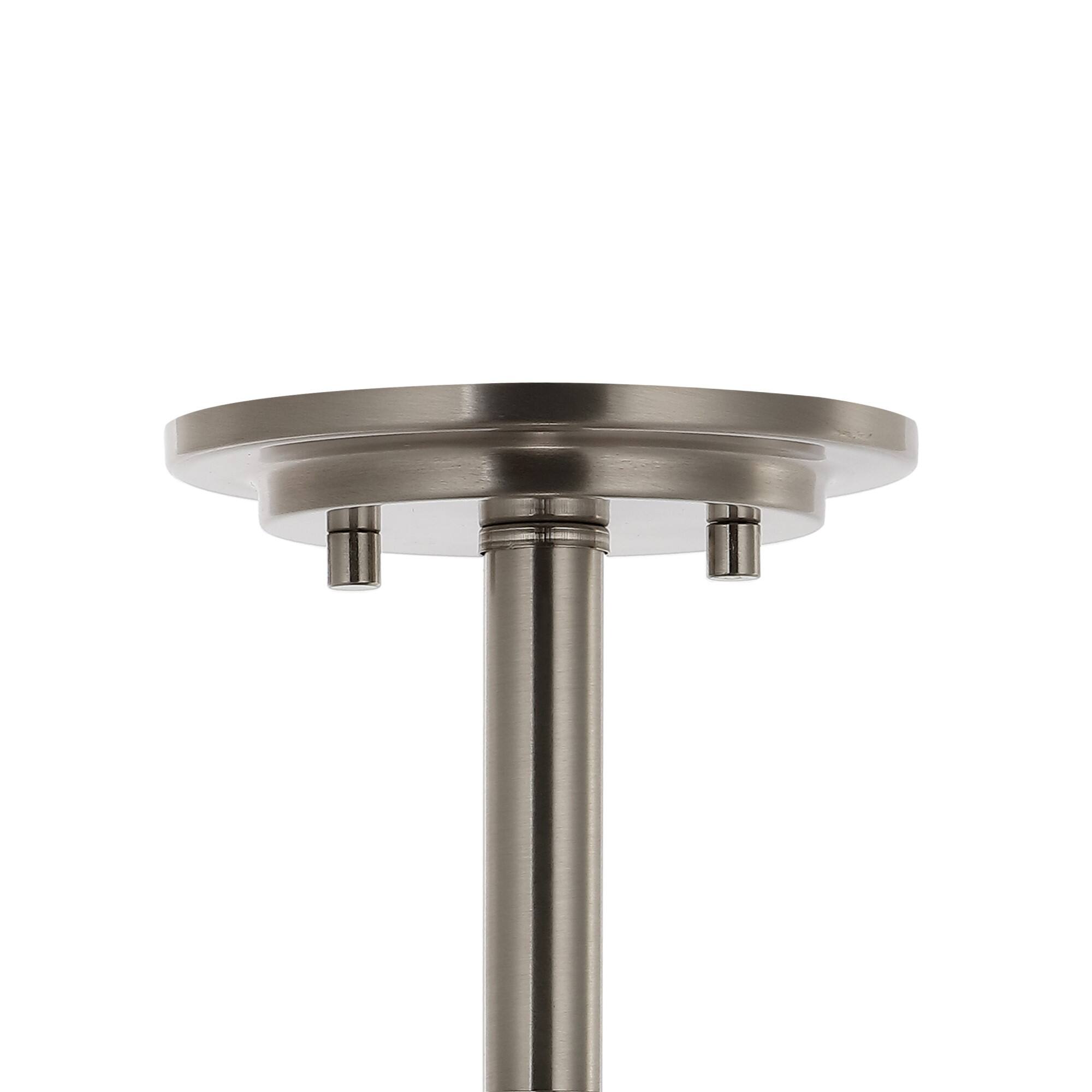 Alt View 4. Jonathan Y - Lina 13.75" 3-Light Modern Industrial Iron/Seeded Glass LED Semi Flush Mount, Nickel/Clear - Nickel.