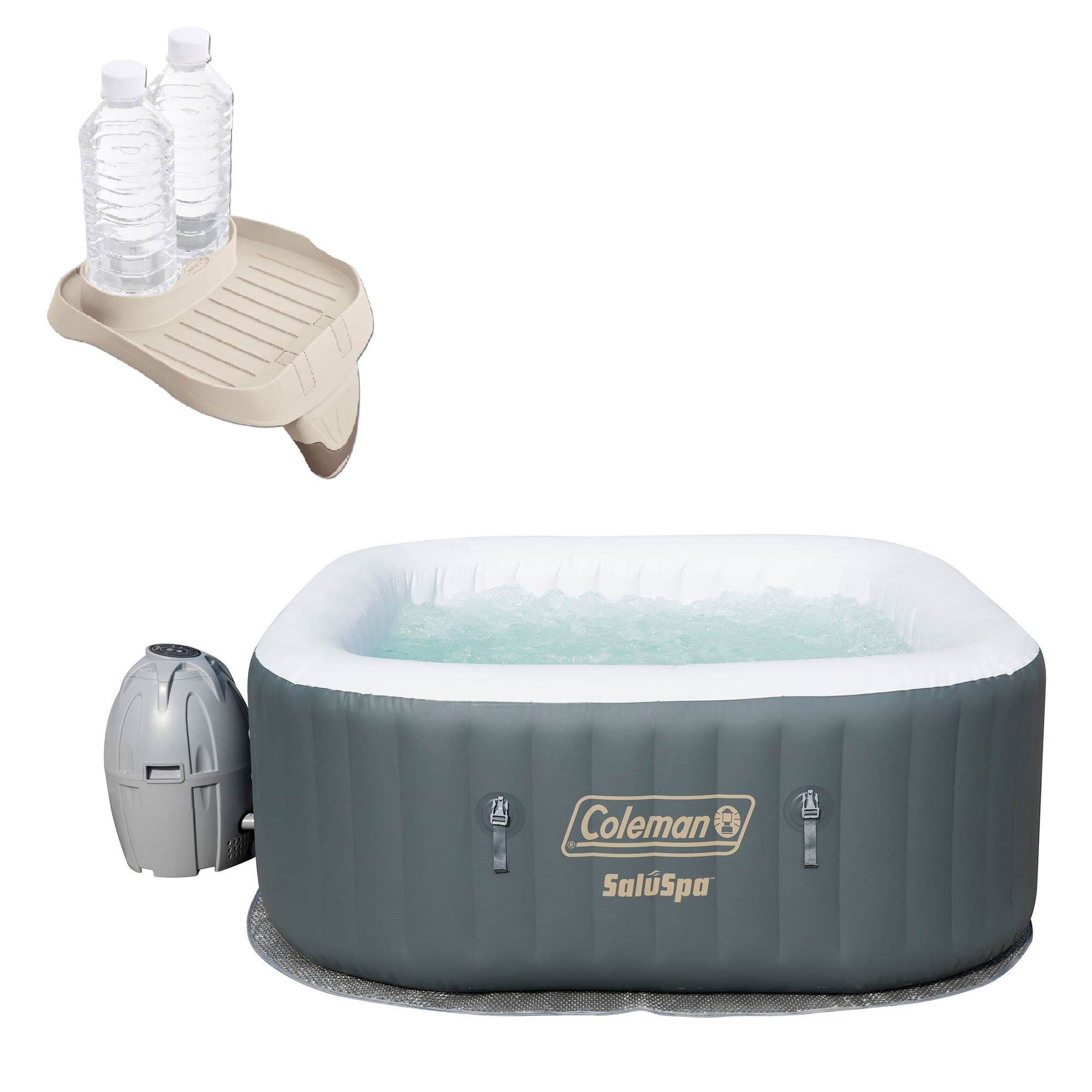 Front. Bestway - 4 Person Inflatable AirJet Hot Tub with Attachable Cup Holder - Gray.