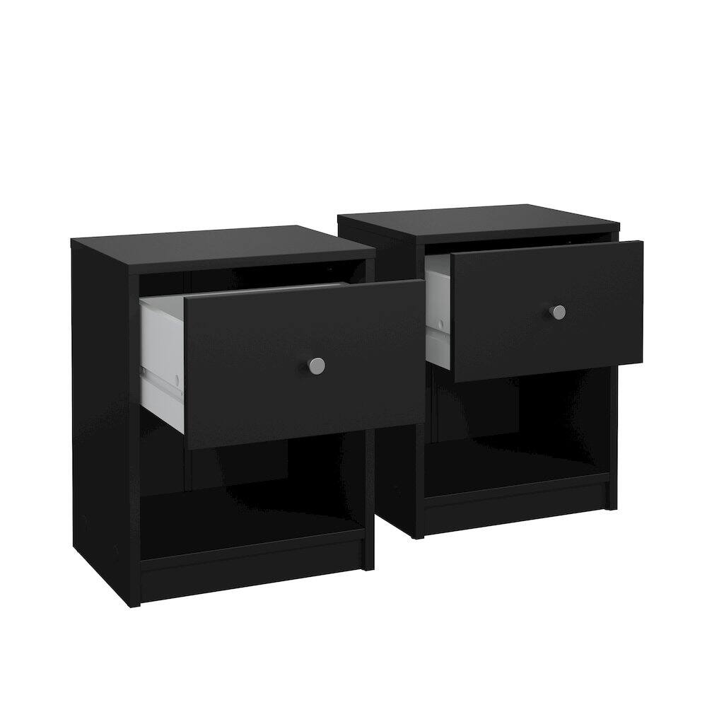 Alt View 4. Tvilum - Portland 1 Drawer Nightstand - Set of 2 - Black.