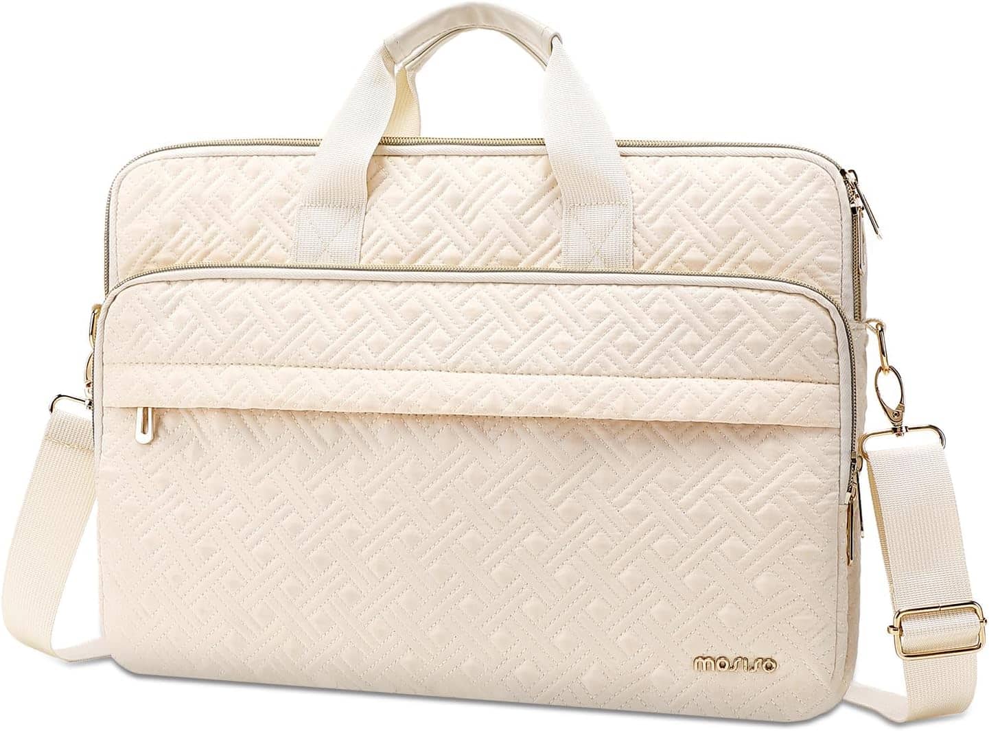 mosiso - 15-15.6 inch Laptop Bag for Women&Men, Double Line Rhombus Quilted Laptop Messenger Bag with 2 Front Pockets - Beige price history on PriceWatchPro