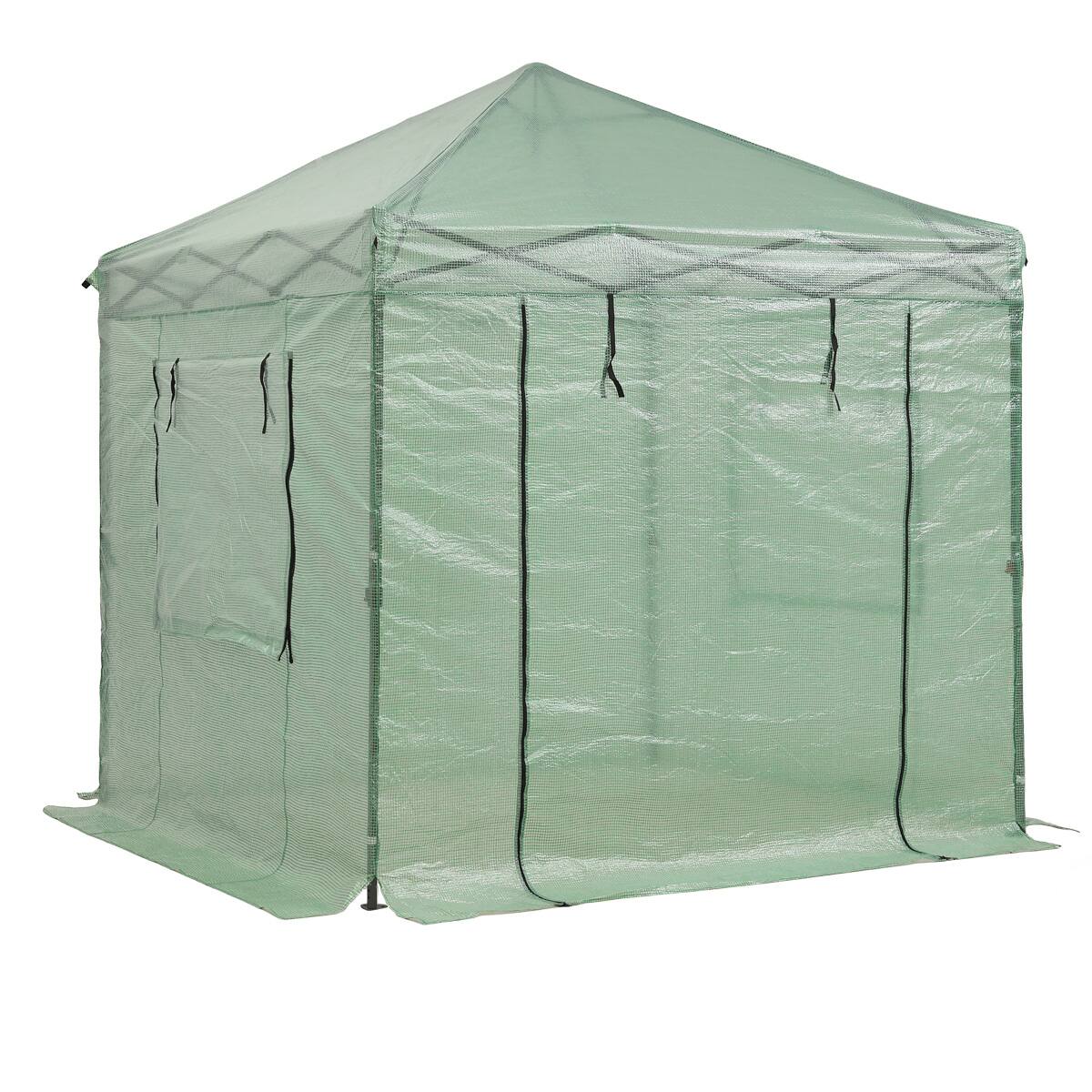 Front. Ainfox - Ainfox 8x8ft Instant Pop-up Greenhouse, Indoor Outdoor Plant Gardening Green House - green.