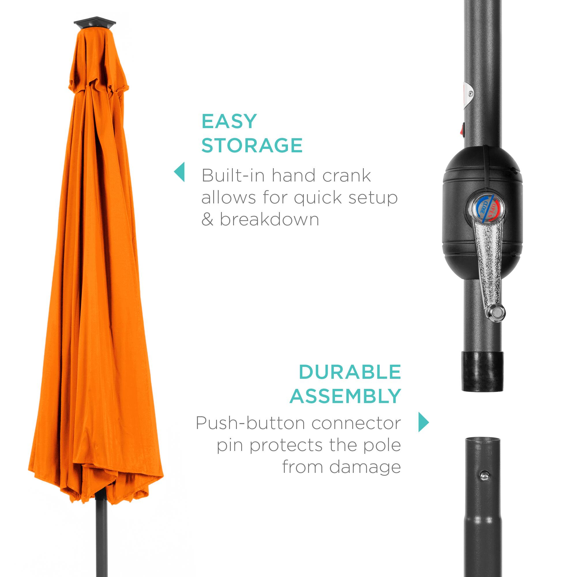 EASY STORAGE: Built-in hand crank allows for quick setup & breakdown.

DURABLE ASSEMBLY: Push-button connector pin protects the pole from damage.