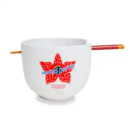 Silver Buffalo - Stranger Things Demogorgon Hunting Crew 20-Ounce Ramen Bowl and Chopstick Set - Red