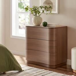 Mirae 3-Drawer Curved Compact Dresser by Modway - Brushed Brown Oak