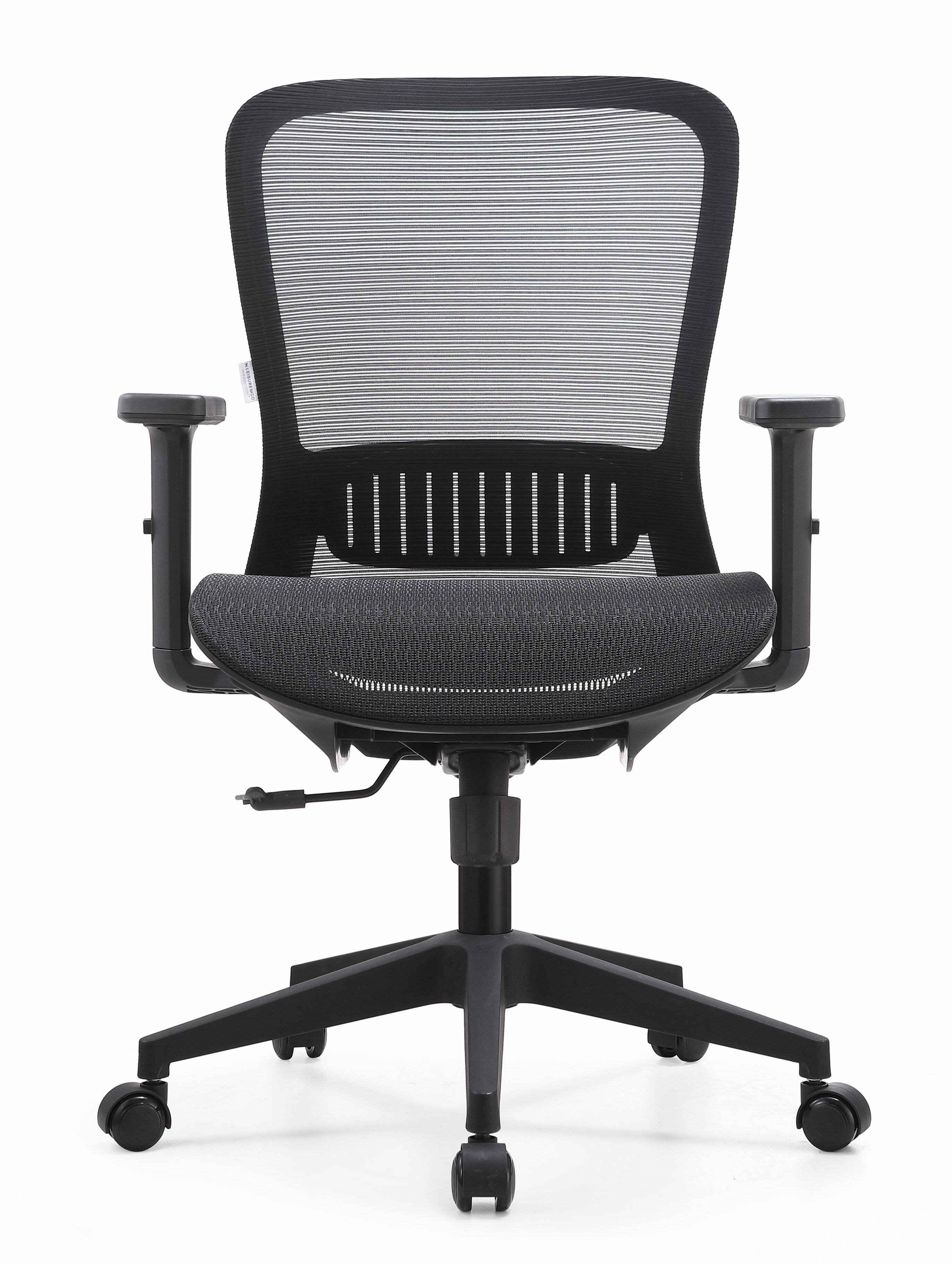 Alt View 3. LeisureMod - Amanda Collection Mesh Seat Office Chair, Ergonomic Executive Swivel Computer Desk Chair with Wheels, Home Office - Black.