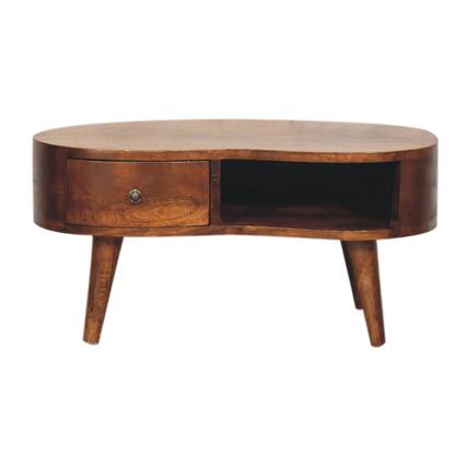 Front. Artisan Furniture - Artisan Furniture Solid Wood Mini Chesnut Wave Coffee Table - Brown.