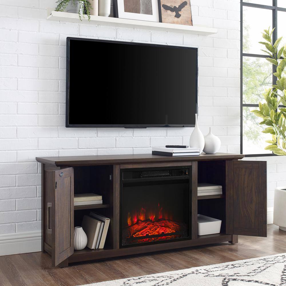 Alt View 4. Crosley Furniture - Camden Low Profile Fireplace Tv Stand For 50+ Inch Tv - Brown.