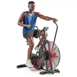 Sunny Health & Fitness - Smart Fan Bike with Bluetooth, SunnyFit App, and Air Resistance for Full-Body HIIT and Interval Cardio Training - Black