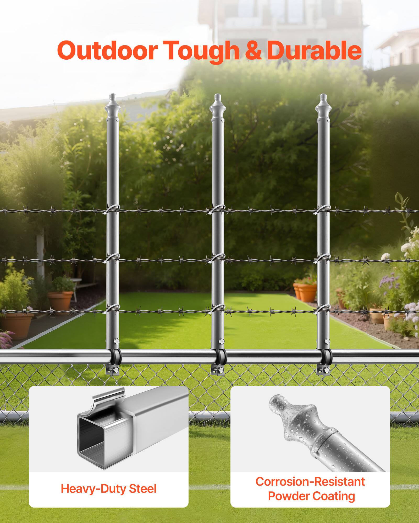 Outdoor Tough & Durable  
Heavy-Duty Steel  
Corrosion-Resistant Powder Coating