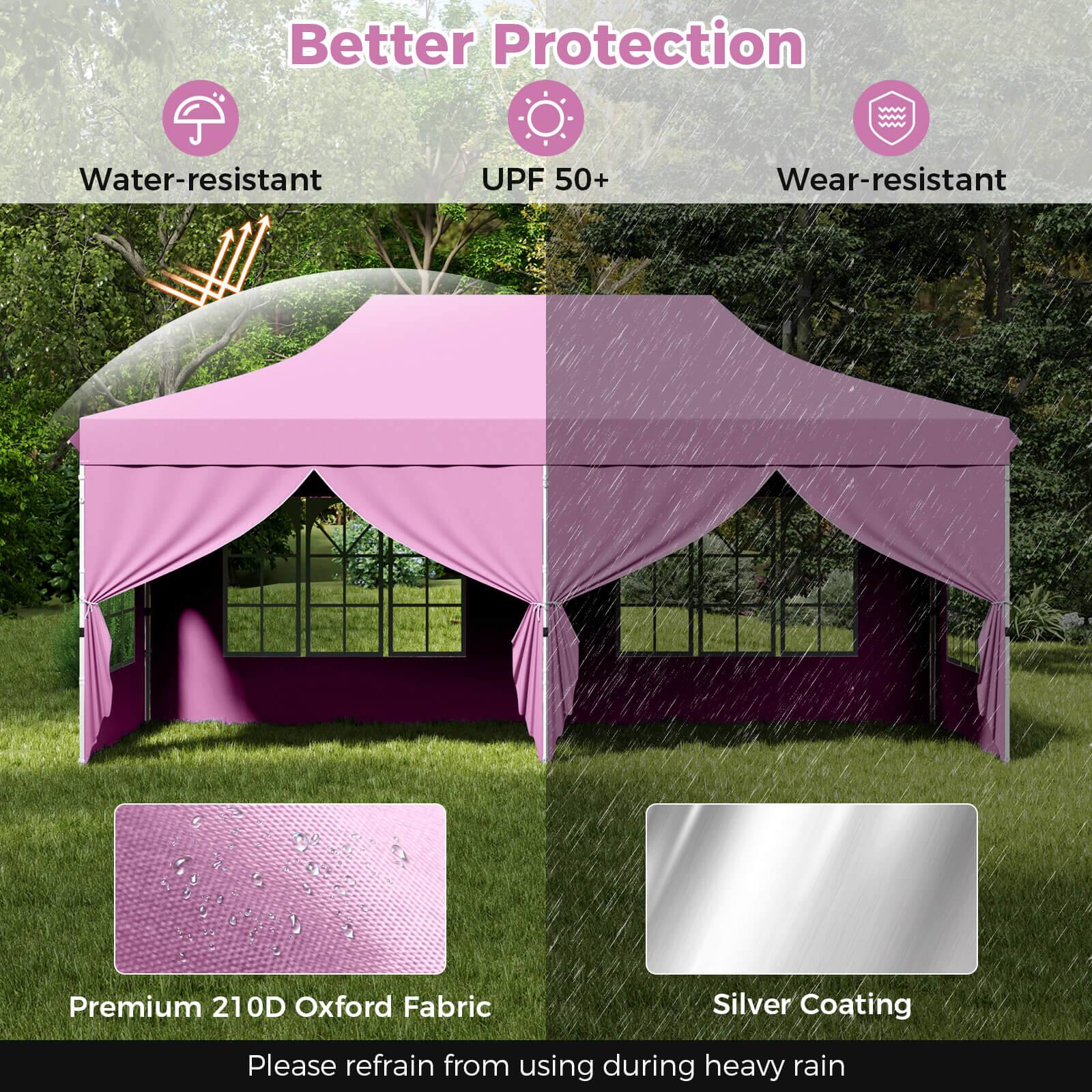 Better Protection

- Water-resistant
- UPF 50+
- Wear-resistant

Premium 210D Oxford Fabric

Silver Coating

Please refrain from using during heavy rain