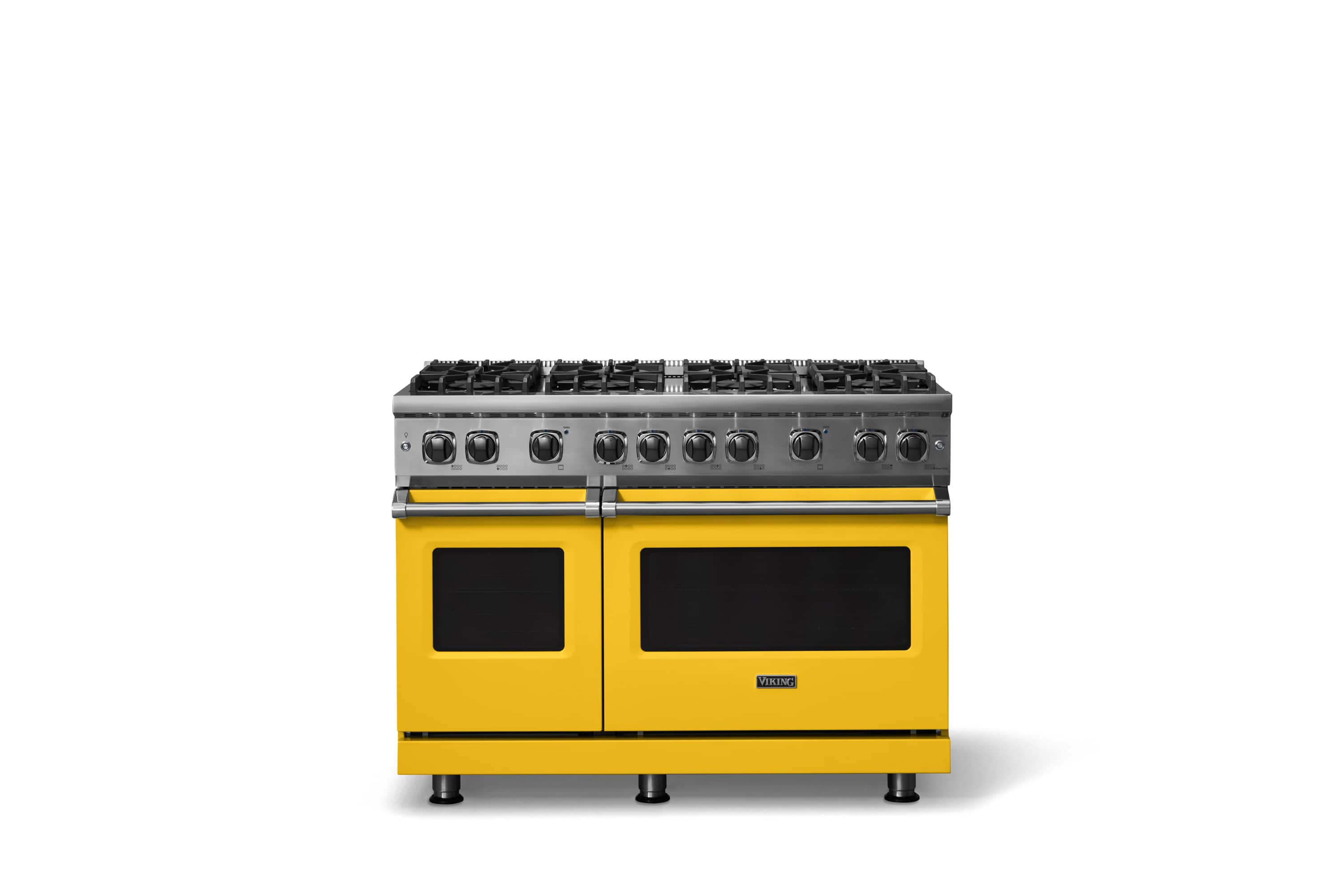 Front. Viking - 6.1 Cu. Ft. Professional 5 Series Freestanding Double Oven Gas Convection 8 Burner Range - Daffodil.