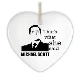 OrnamentallyYou - Michael Scott Thats What She Said Ornament The Office Themed Christmas Decoration Heart Version - Multi-colored