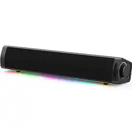 Dazzed Corner - RGB Gaming Computer Speakers, USB Soundbar with Enhanced Bass - Black
