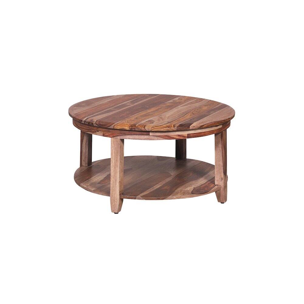 Alt View 1. Porter Designs - Sonora Solid Sheesham Wood Round Coffee Table - Brown.