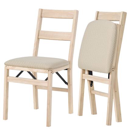 Front. Stakmore - Stakmore Unfinised Folding Chair Classic Slat Back (Set of 2) - Unfinished.