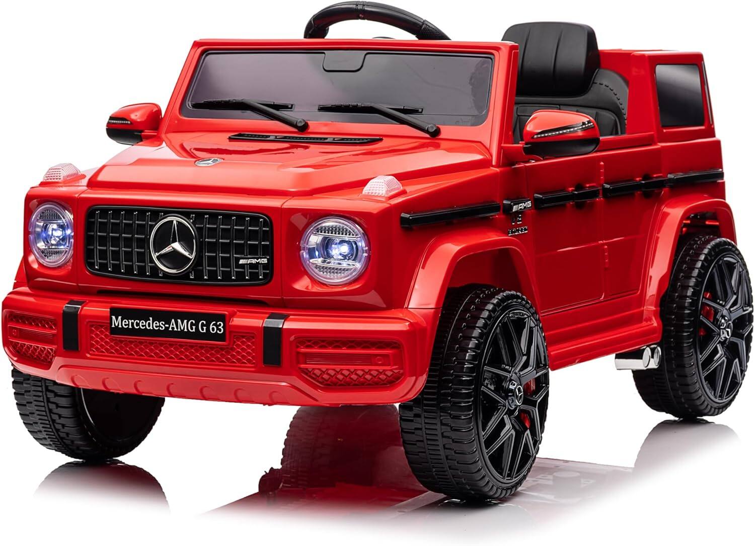 Acekool - Licensed Mercedes-Benz G63 12V Kids Electric Car, Remote Control, LED, MP3, USB, Bluetooth, Ride On Toy - Red
