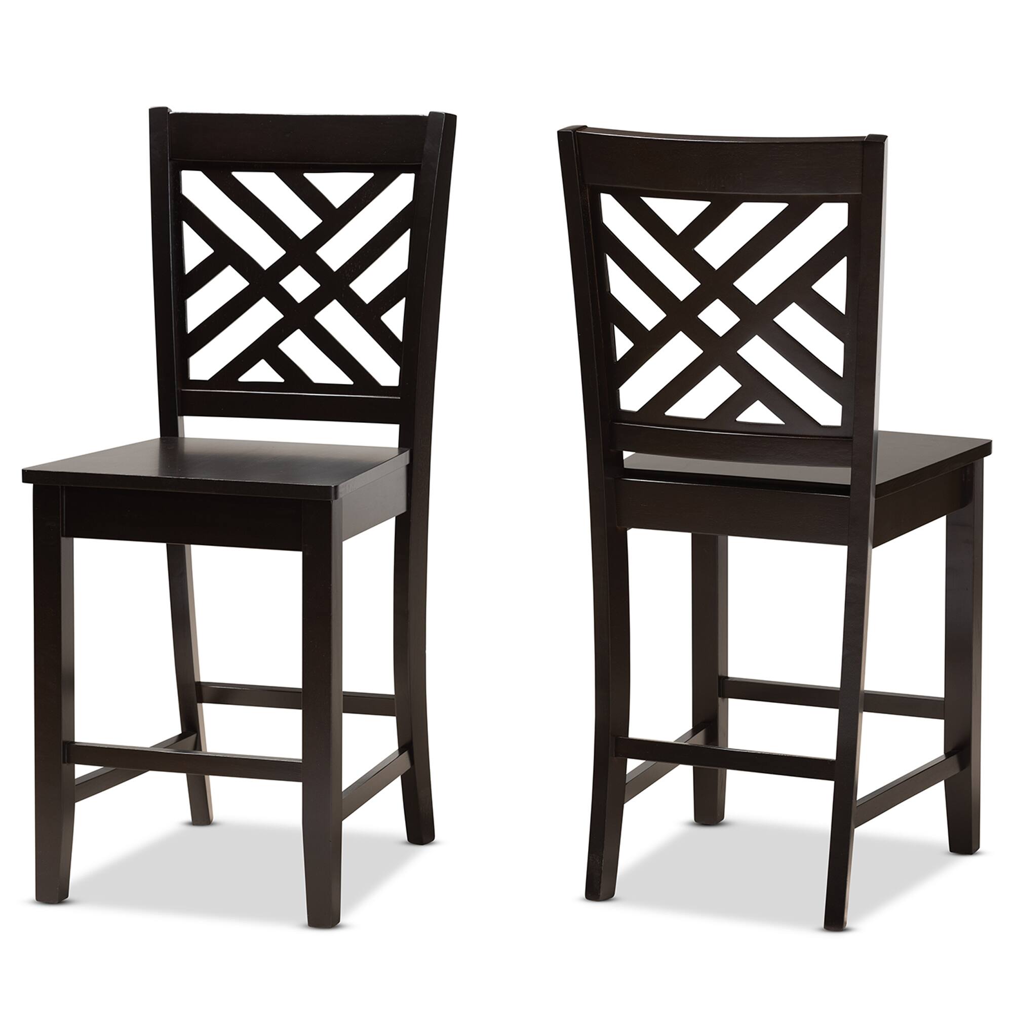 Front. Baxton Studio - Caron Modern and Contemporary Transitional Finished Wood 2-Piece Counter Stool Set - Dark Brown.