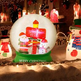 Gymax - 4FT Christmas Inflatable Snow Globe Blow Up Yard Decoration w/ LEDs & Air Blower - Colorful