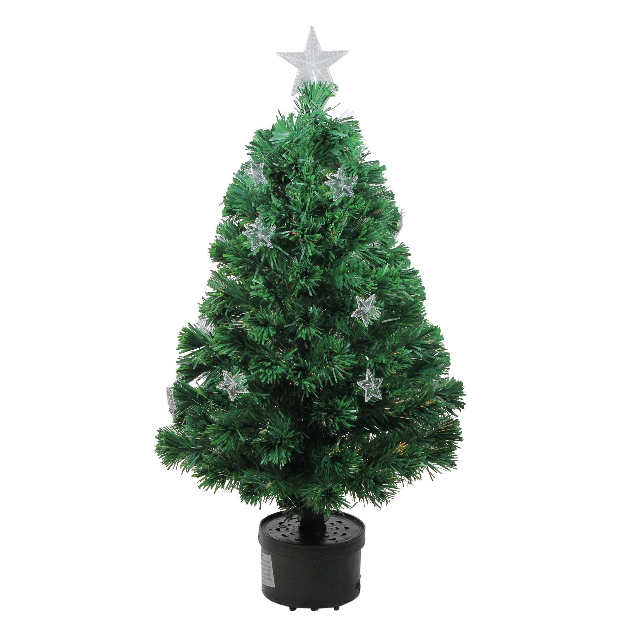Alt View 1. Northlight - Pre-Lit Medium Potted Fiber Optic Artificial Christmas Tree with Stars - 4' - Green.