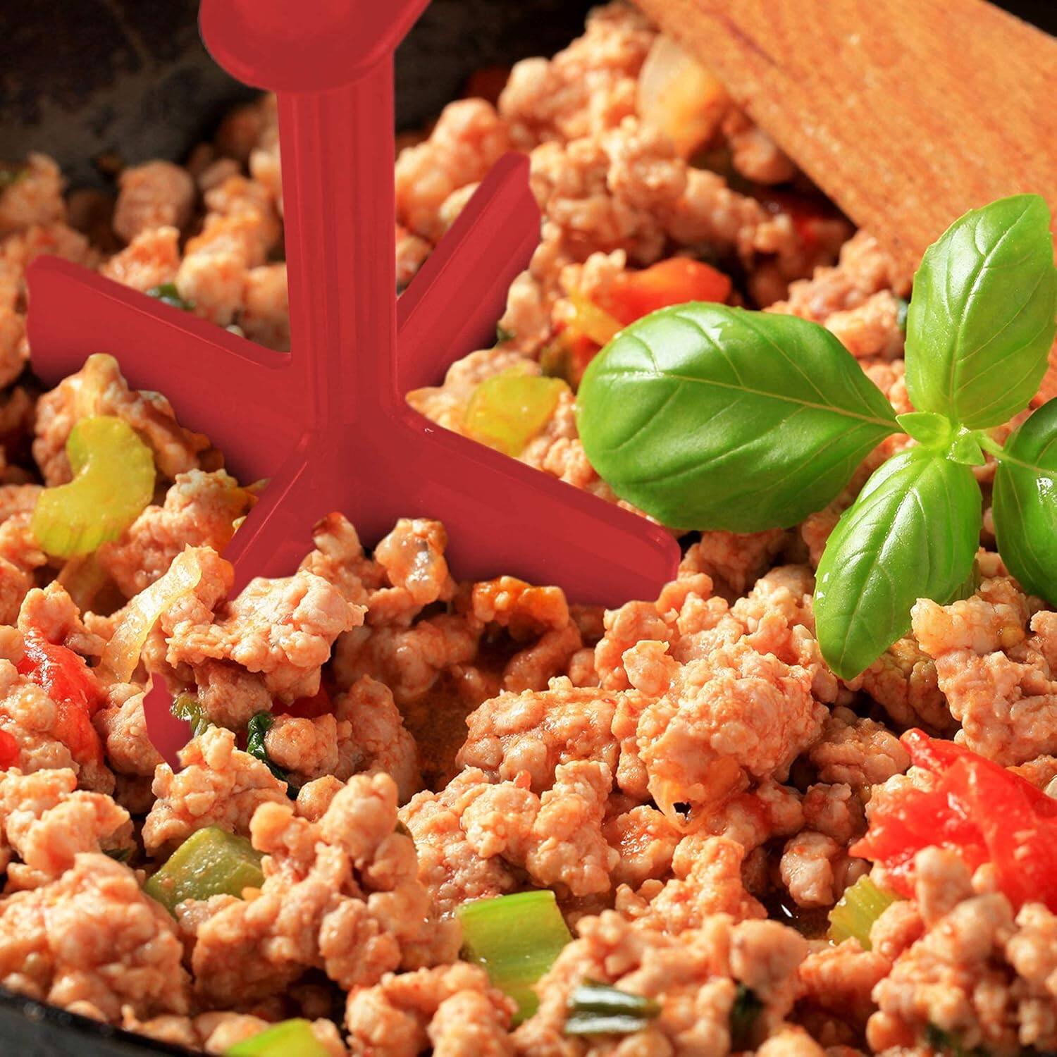 Alt View 6. Zulay Kitchen - Zulay Kitchen Ground Beef Chopper Tool Hamburger Smasher Tool - Meat Chopper For Ground Beef - Dark Red.