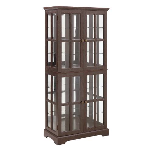 Alt View 6. LUCKY ONE - Freestanding Antique Curio Display Cabinet with Glass Doors Adjustable Shelves E26 Bulb for Collectibles - Cherry.