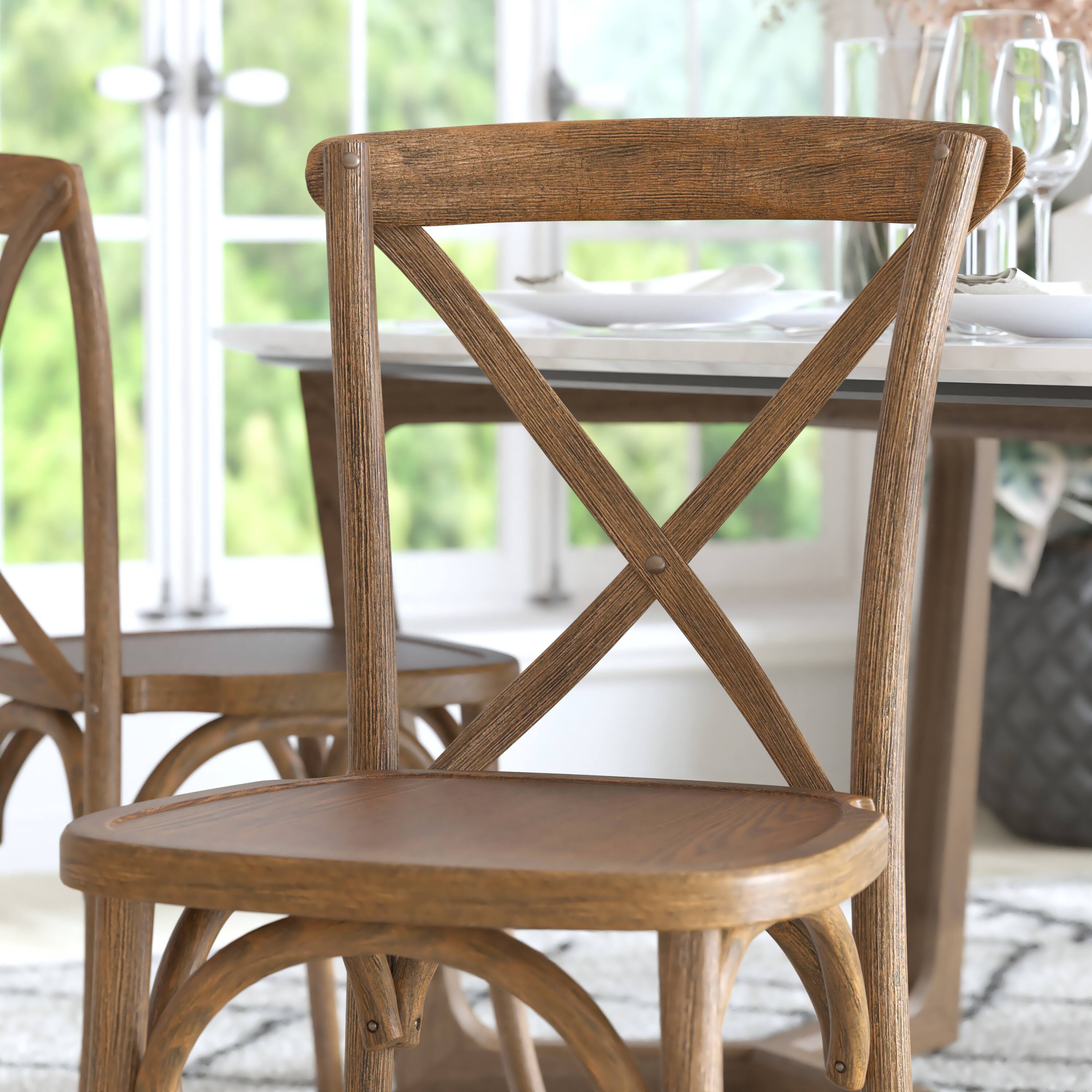 Alt View 5. Emma + Oliver - 2-pack X-Back Chair - Dark Natural.