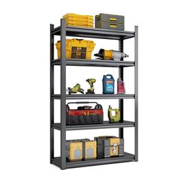 Boyel Living - 5-Tier Heavy Duty Metal Garage Shelving, 2000LBS Capacity Storage Shelves, 47.2"W x 23.6"D x 72"H, Black - Black