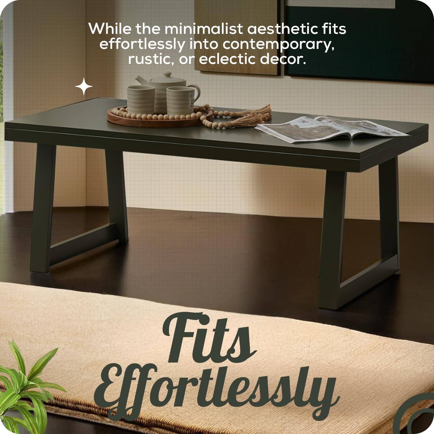 While the minimalist aesthetic fits effortlessly into contemporary, rustic, or eclectic decor.

Fits Effortlessly