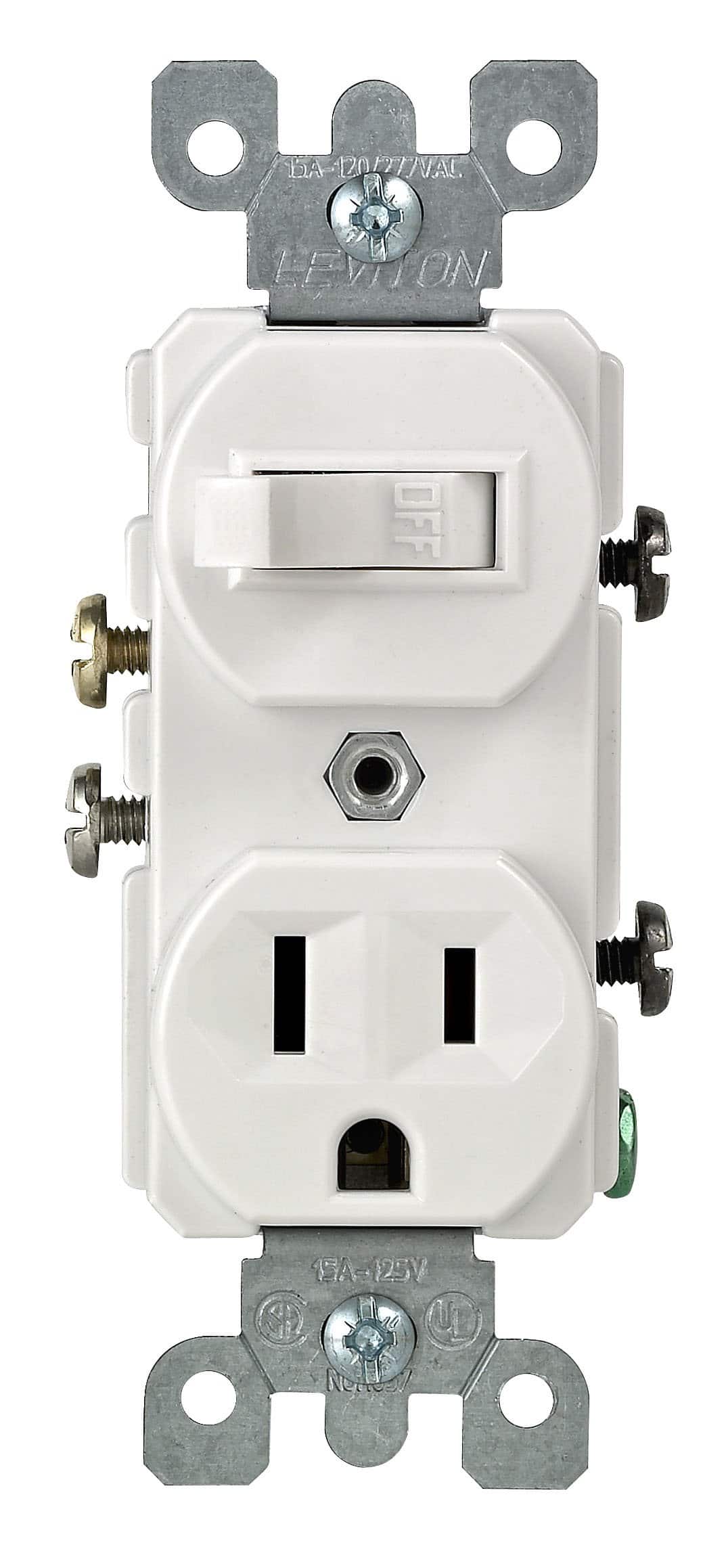 Leviton - Combo Switch and Receptacle 109-05225-WSP - White