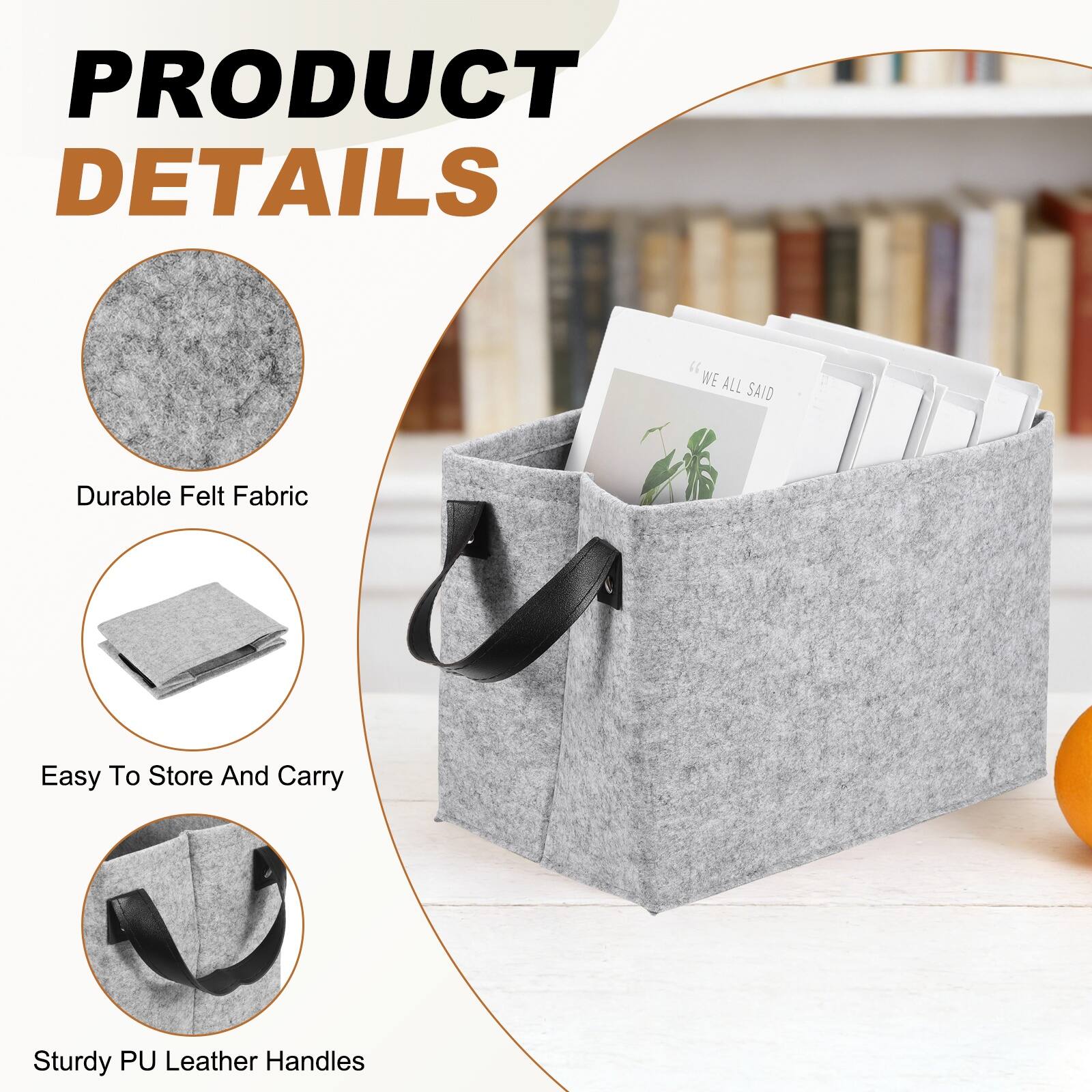 PRODUCT DETAILS

- Durable Felt Fabric
- Easy To Store And Carry
- Sturdy PU Leather Handles