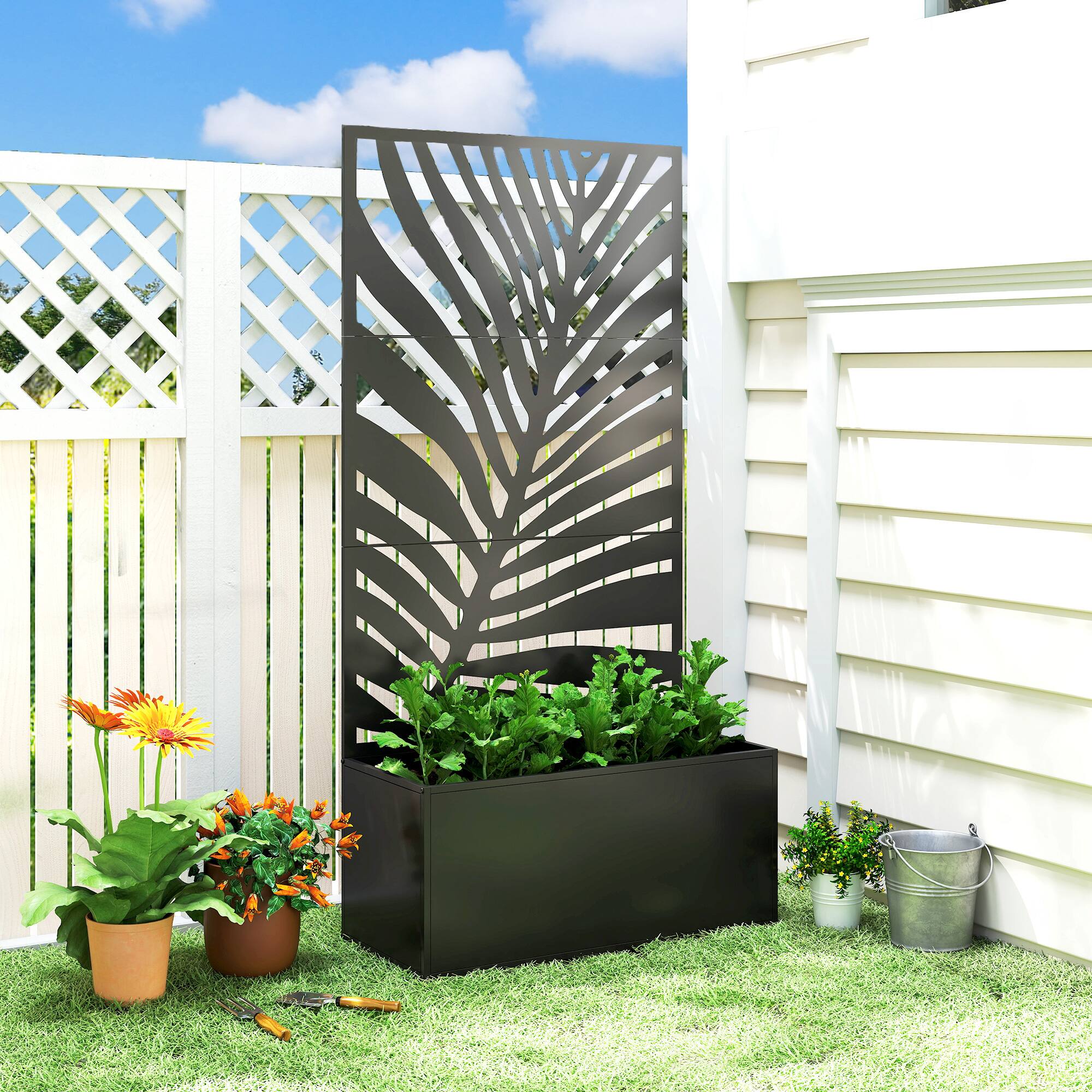 Alt View 8. Outsunny - Planter Box with Trellis.